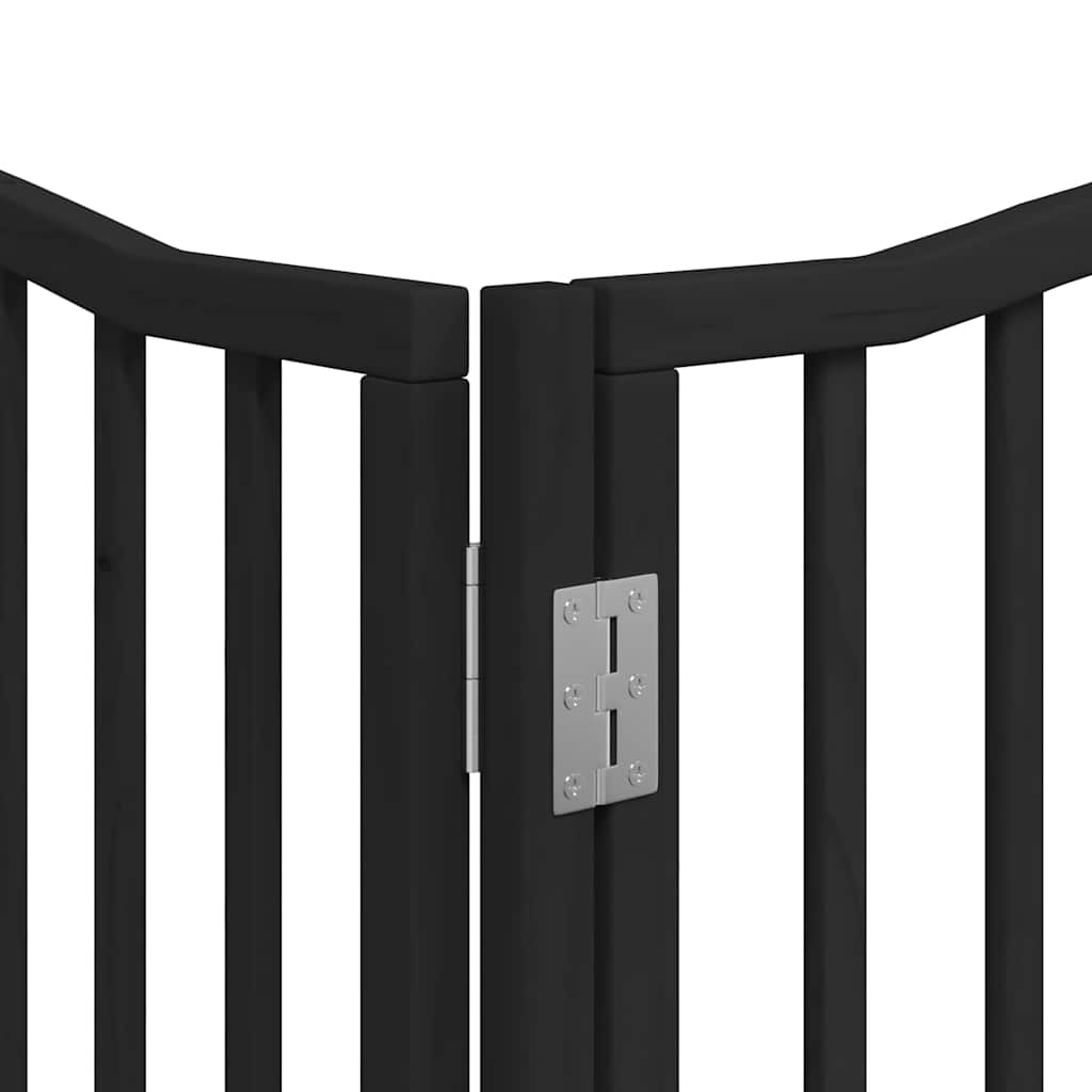 Cancello Cani Porta Pieghevole Nero 8 Pannelli 640 cm Pioppo | homemem39