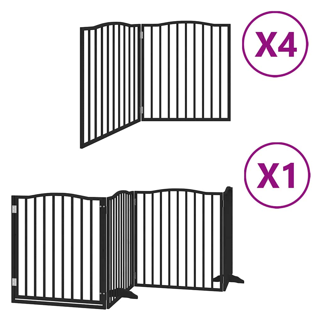 Cancello Cani Porta Pieghevole Nero 12 Pannelli 960 cm Pioppo | homemem39