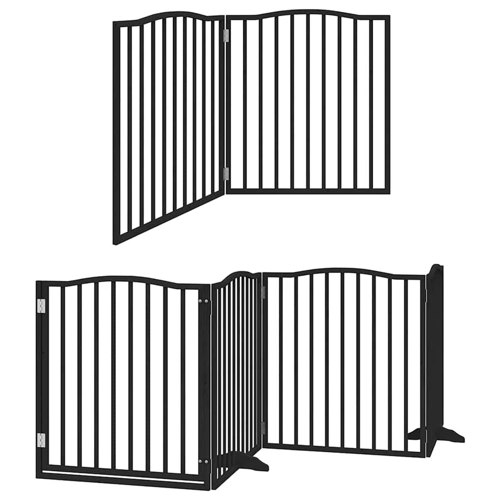 Cancello Cani Porta Pieghevole Nero 12 Pannelli 960 cm Pioppo | homemem39