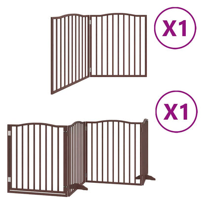 Cancello Cani Porta Pieghevole Marrone 6 Pannelli 480cm Pioppo | homemem39