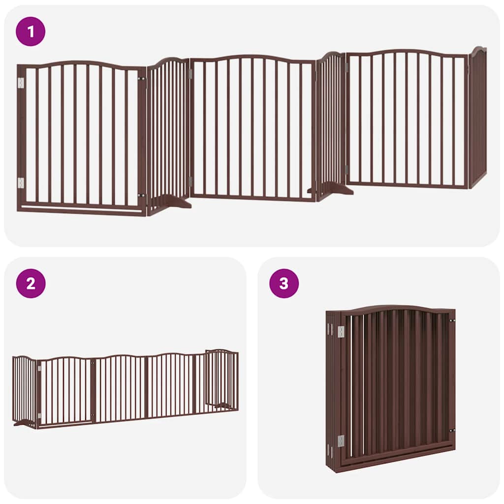 Cancello Cani Porta Pieghevole Marrone 6 Pannelli 480cm Pioppo | homemem39