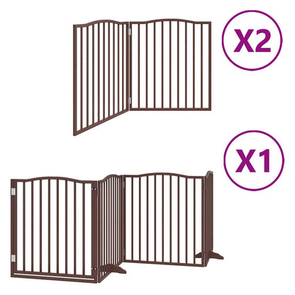 Cancello Cani Porta Pieghevole Marrone 8 Pannelli 640cm Pioppo | homemem39