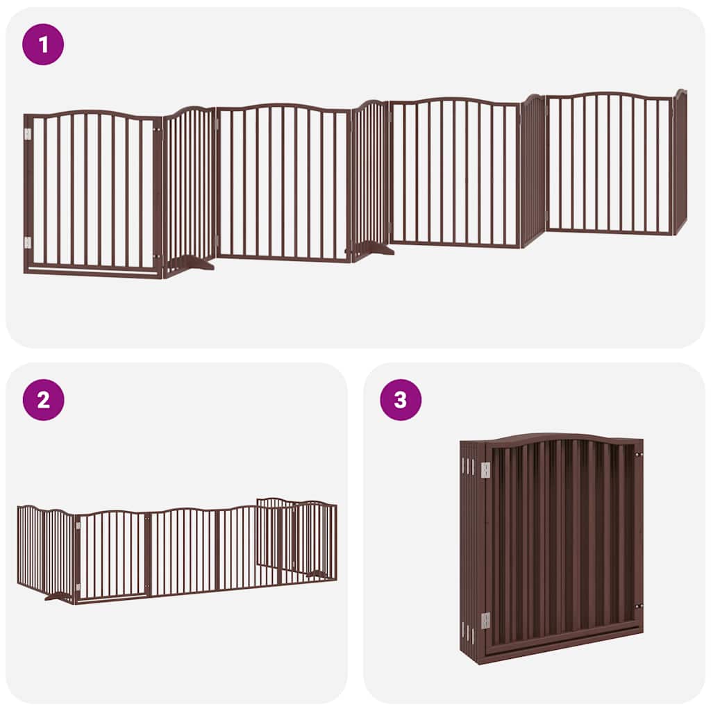 Cancello Cani Porta Pieghevole Marrone 8 Pannelli 640cm Pioppo | homemem39