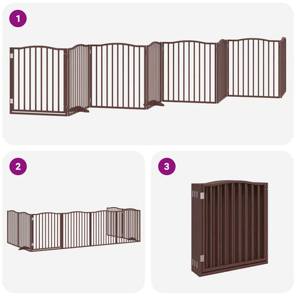 Cancello Cani Porta Pieghevole Marrone 8 Pannelli 640cm Pioppo | homemem39
