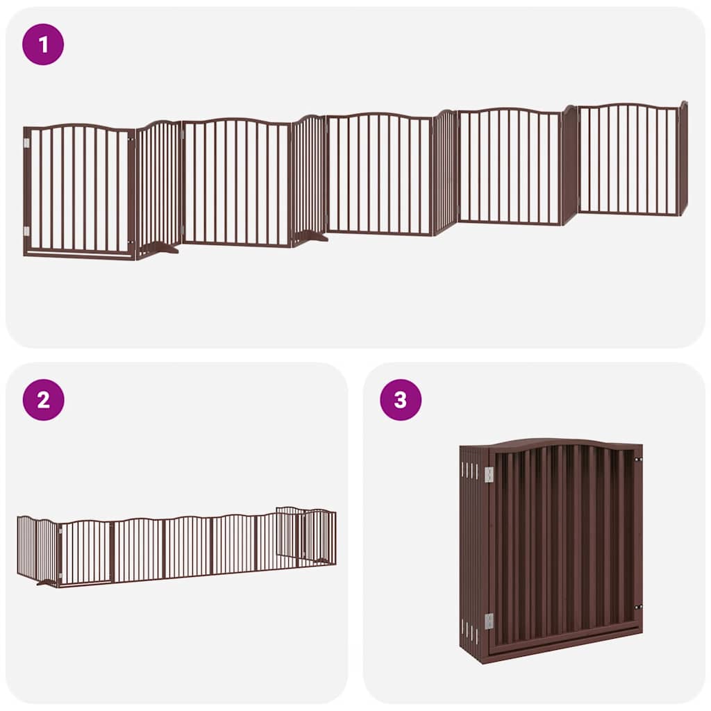 Cancello Cani Porta Pieghevole Marrone 10 Pannelli 800cm Pioppo | homemem39