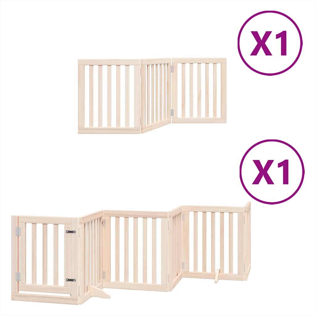 Cancello per Cani con Porta Pieghevole 9 Pannelli 450 cm Pioppo | homemem39