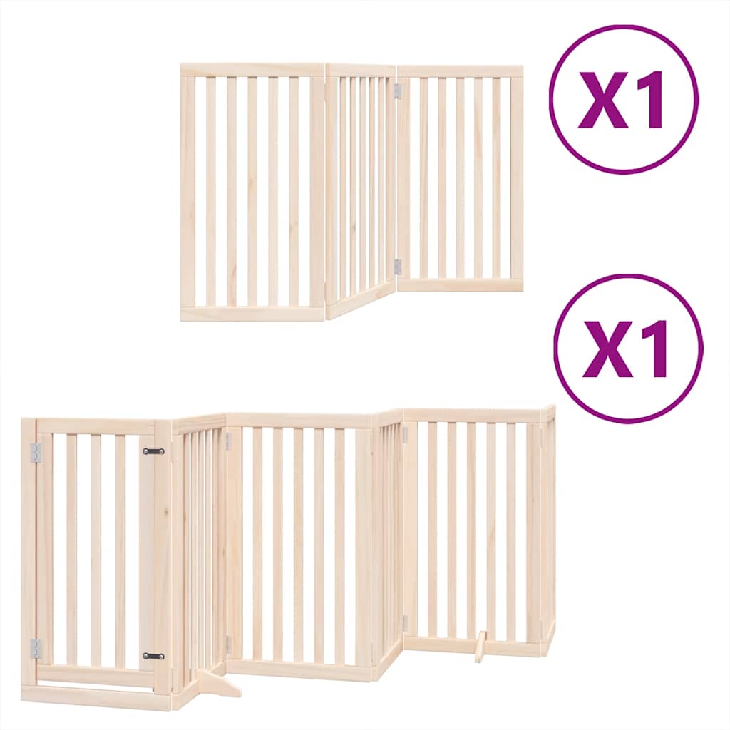 Cancello per Cani con Porta Pieghevole 9 Pannelli 450 cm Pioppo | homemem39