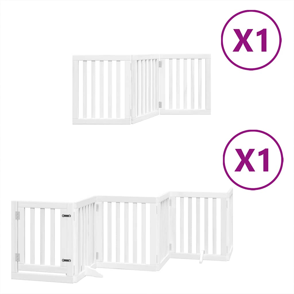 Cancello Cani Porta Pieghevole Bianco 9 Pannelli 450 cm Pioppo | homemem39