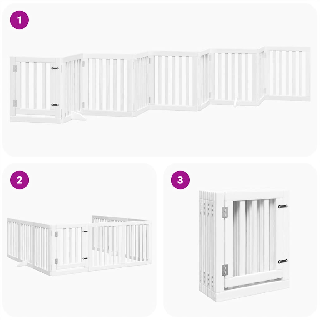 Cancello Cani Porta Pieghevole Bianco 9 Pannelli 450 cm Pioppo | homemem39