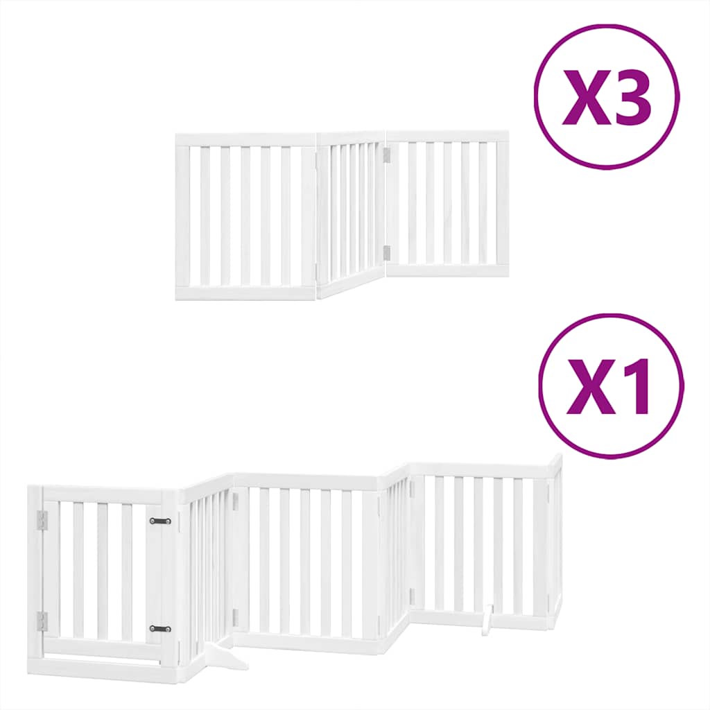 Cancello Cani Porta Pieghevole Bianco 15 Pannelli 750 cm Pioppo | homemem39