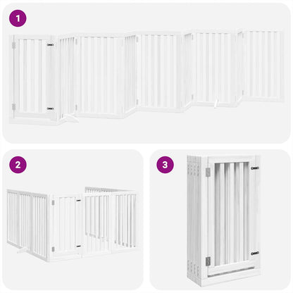 Cancello Cani Porta Pieghevole Bianco 9 Pannelli 450 cm Pioppo | homemem39