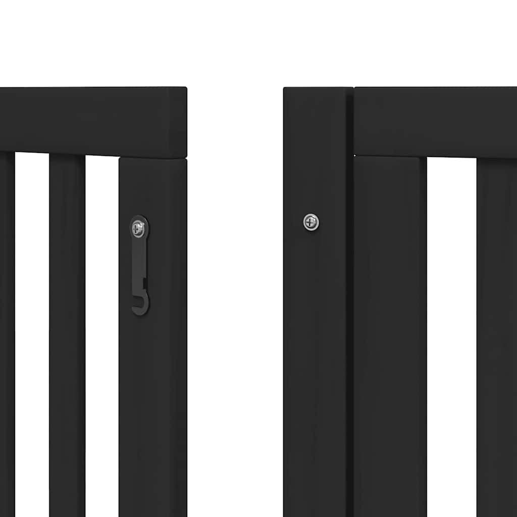 Cancello per Cani Porta Pieghevole Nero 9 Pannelli 450cm Pioppo | homemem39