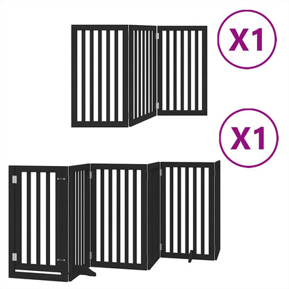 Cancello per Cani Porta Pieghevole Nero 9 Pannelli 450cm Pioppo