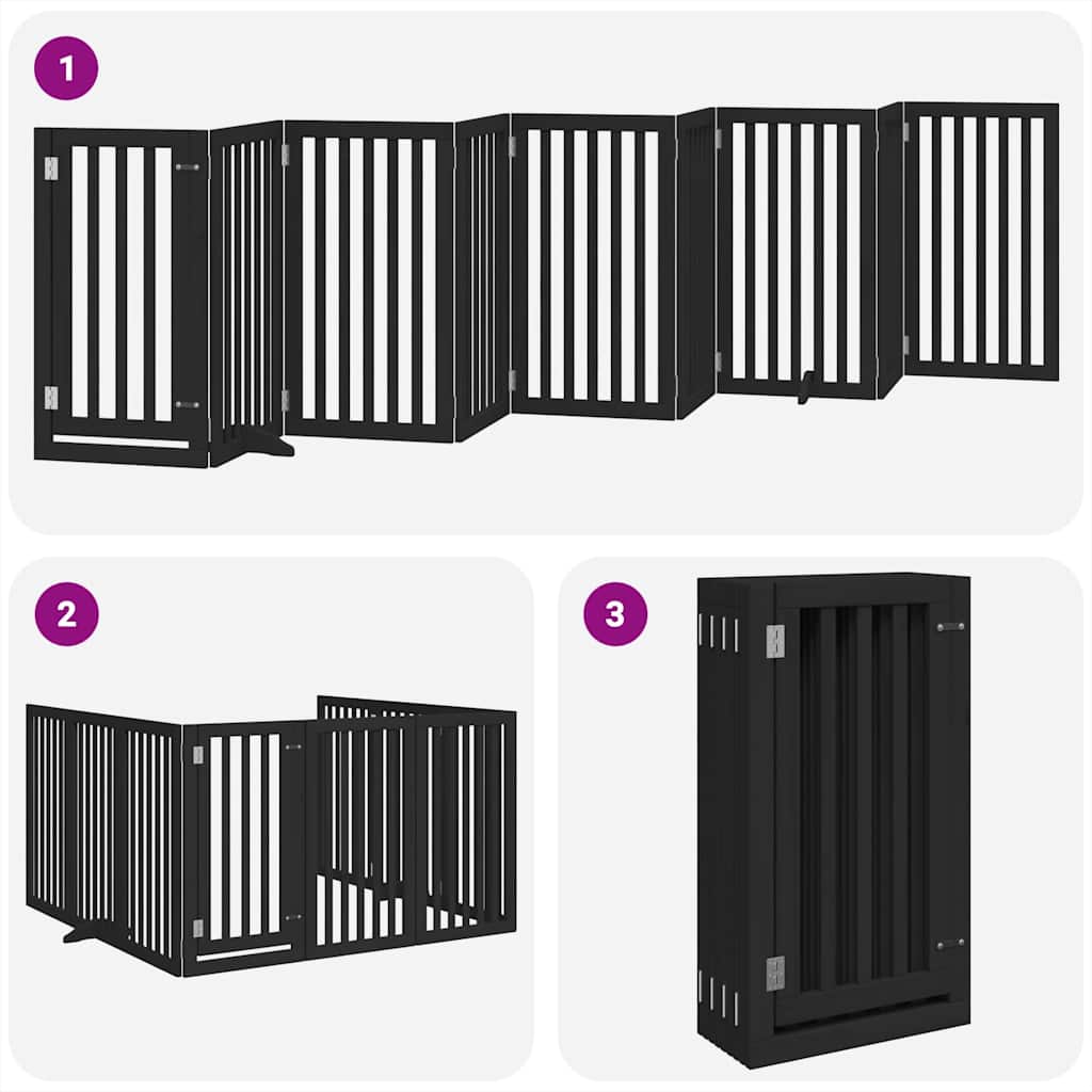 Cancello per Cani Porta Pieghevole Nero 9 Pannelli 450cm Pioppo | homemem39