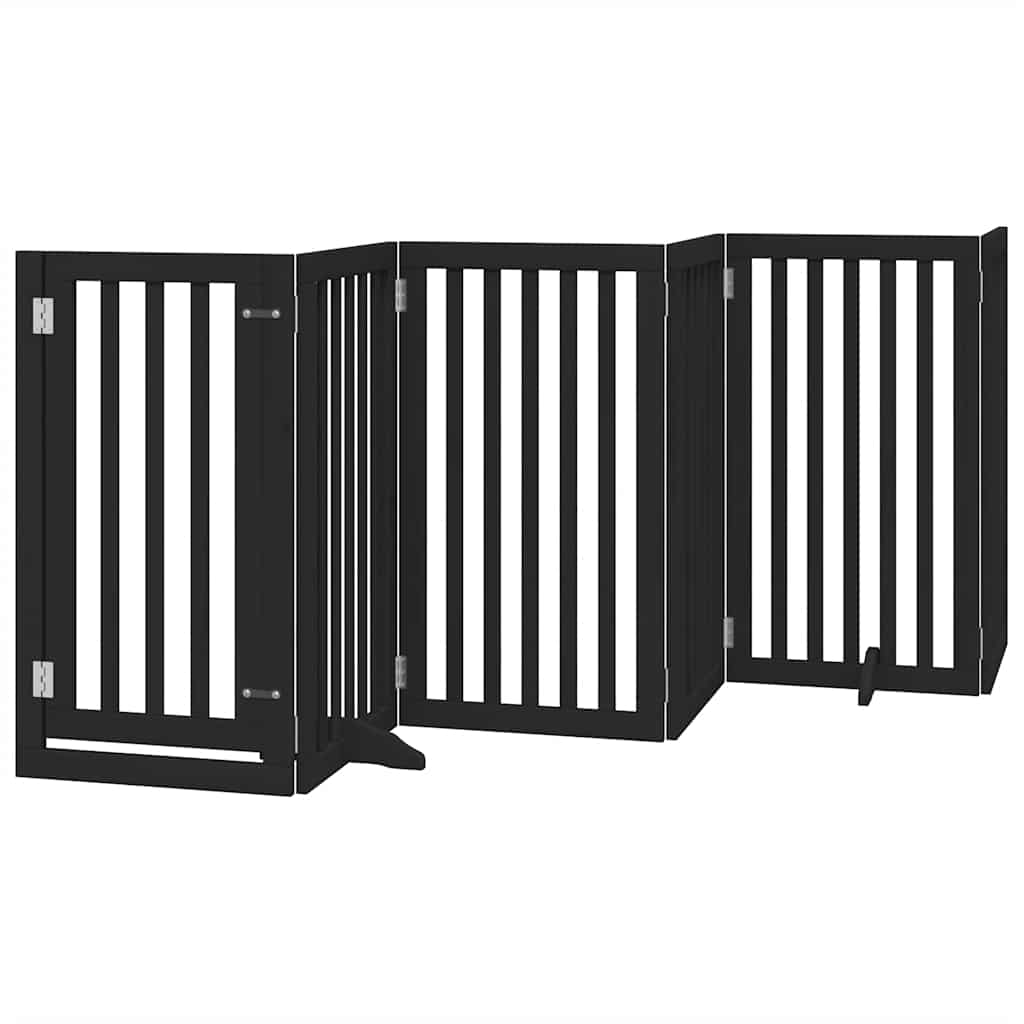 Cancello Cani Porta Pieghevole Nero 15 Pannelli 750 cm Pioppo | homemem39
