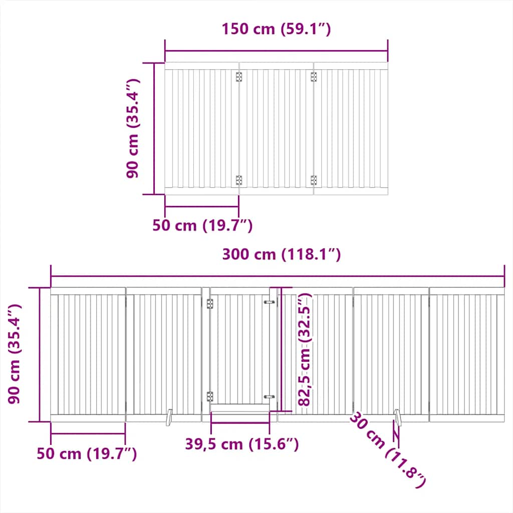 Cancello Cani Porta Pieghevole Nero 15 Pannelli 750 cm Pioppo | homemem39