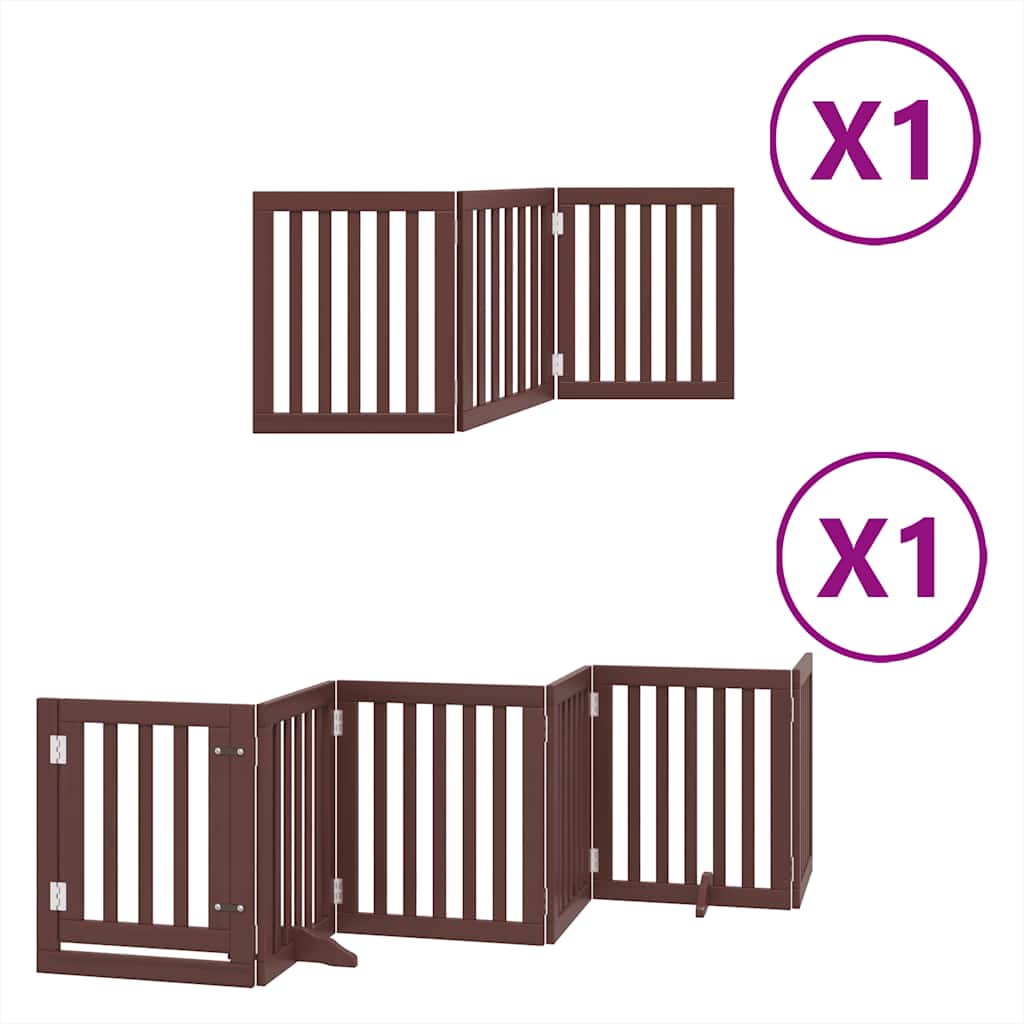 Cancello Cani Porta Pieghevole Marrone 9 Pannelli 450cm Pioppo | homemem39