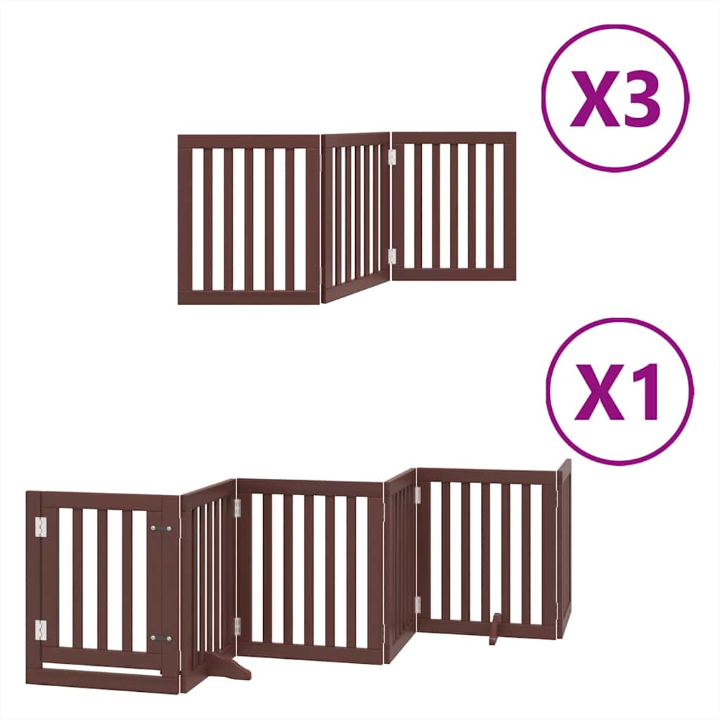 Cancello Cani Porta Pieghevole Marrone 15 Pannelli 750cm Pioppo | homemem39