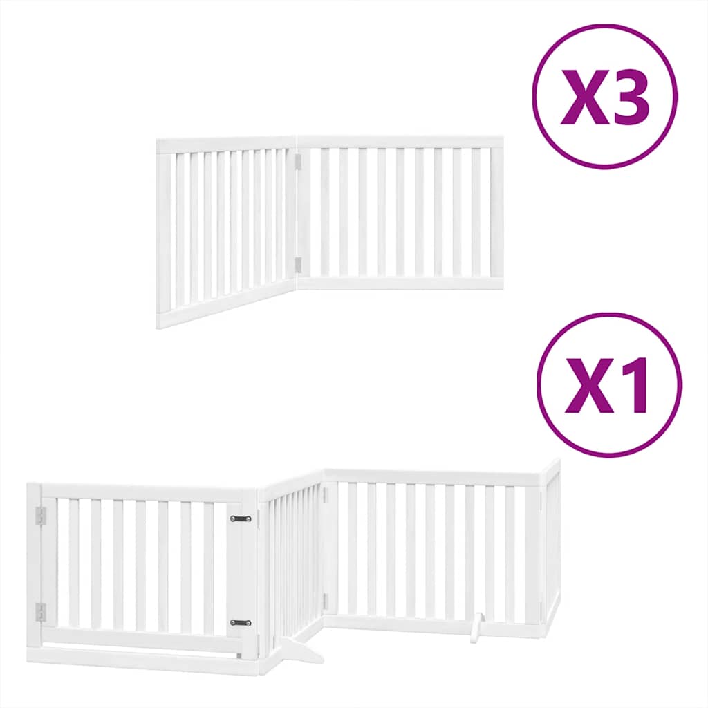 Cancello Cani Porta Pieghevole Bianco 10 Pannelli 800 cm Pioppo | homemem39