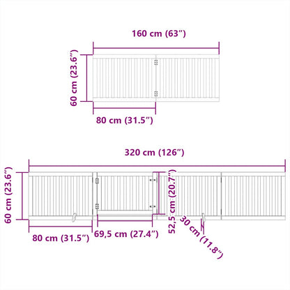 Cancello Cani Porta Pieghevole Bianco 12 Pannelli 960 cm Pioppo | homemem39