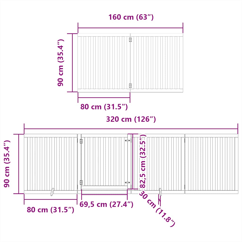 Cancello Cani Porta Pieghevole Bianco 12 Pannelli 960 cm Pioppo | homemem39