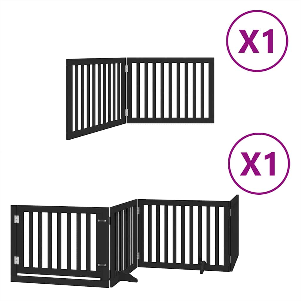 Cancello per Cani Porta Pieghevole Nero 6 Pannelli 480cm Pioppo | homemem39