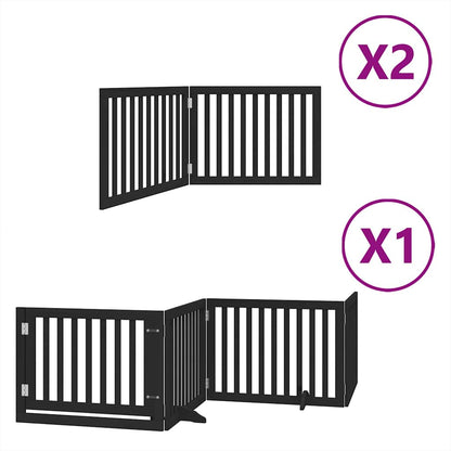 Cancello Cani Porta Pieghevole Nero 8 Pannelli 640 cm Pioppo | homemem39