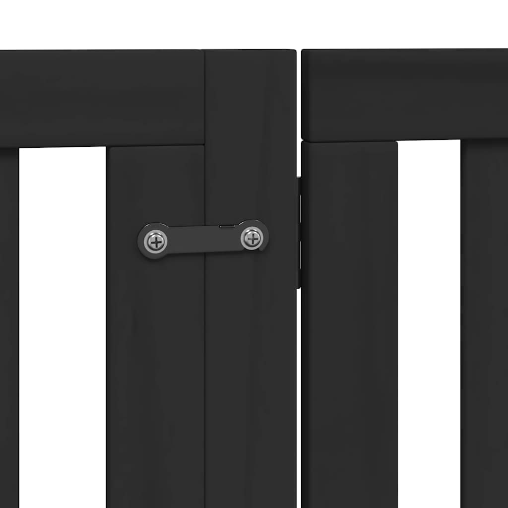 Cancello Cani Porta Pieghevole Nero 8 Pannelli 640 cm Pioppo | homemem39