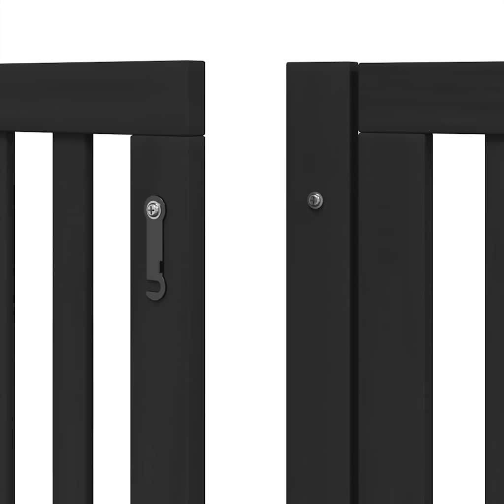 Cancello Cani Porta Pieghevole Nero 8 Pannelli 640 cm Pioppo | homemem39