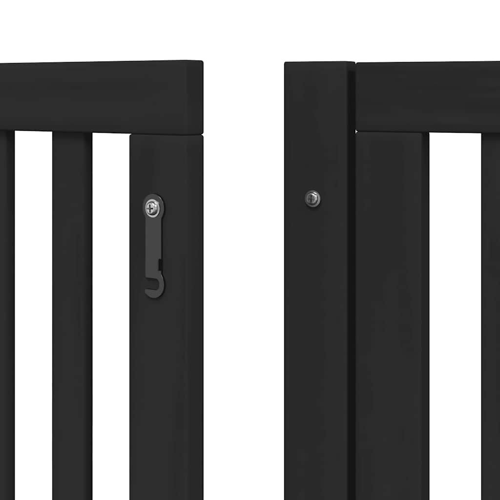 Cancello Cani Porta Pieghevole Nero 10 Pannelli 800 cm Pioppo | homemem39