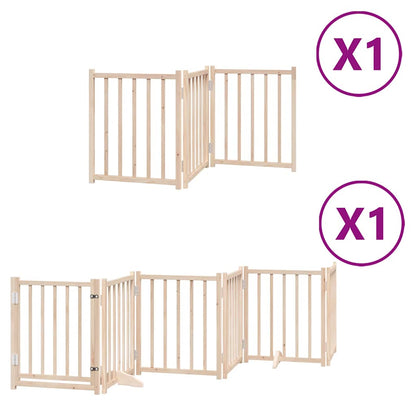 Cancello per Cani con Porta Pieghevole 9 Pannelli 450 cm Pioppo | homemem39