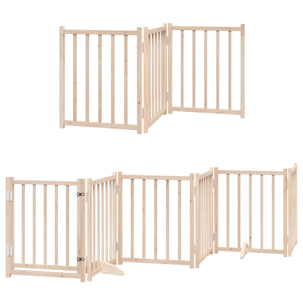 Cancello per Cani con Porta Pieghevole 9 Pannelli 450 cm Pioppo | homemem39