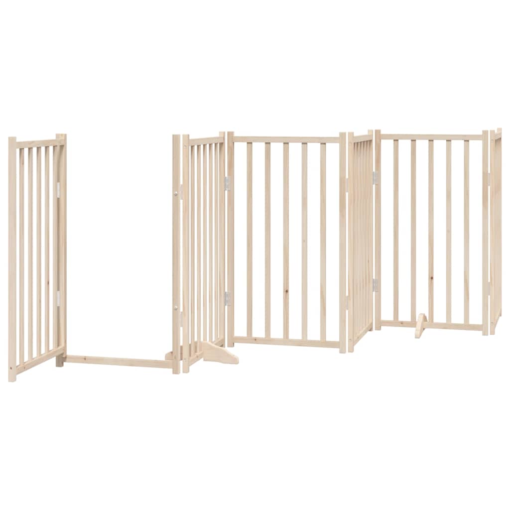 Cancello per Cani con Porta Pieghevole 9 Pannelli 450 cm Pioppo | homemem39