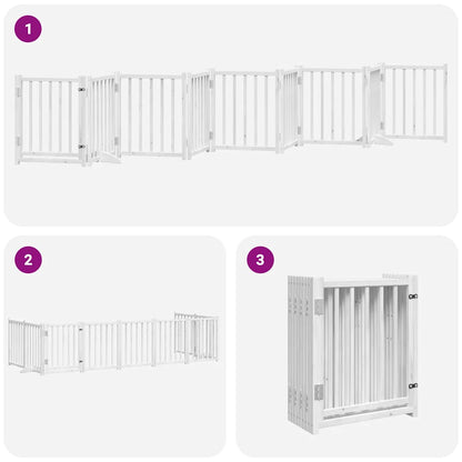 Cancello Cani Porta Pieghevole Bianco 9 Pannelli 450 cm Pioppo | homemem39