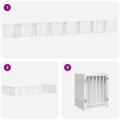 Cancello Cani Porta Pieghevole Bianco 15 Pannelli 750 cm Pioppo | homemem39