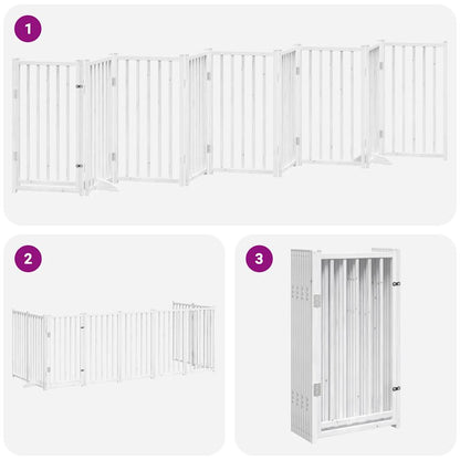 Cancello Cani Porta Pieghevole Bianco 9 Pannelli 450 cm Pioppo | homemem39