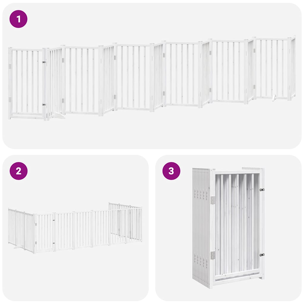Cancello Cani Porta Pieghevole Bianco 12 Pannelli 600 cm Pioppo | homemem39