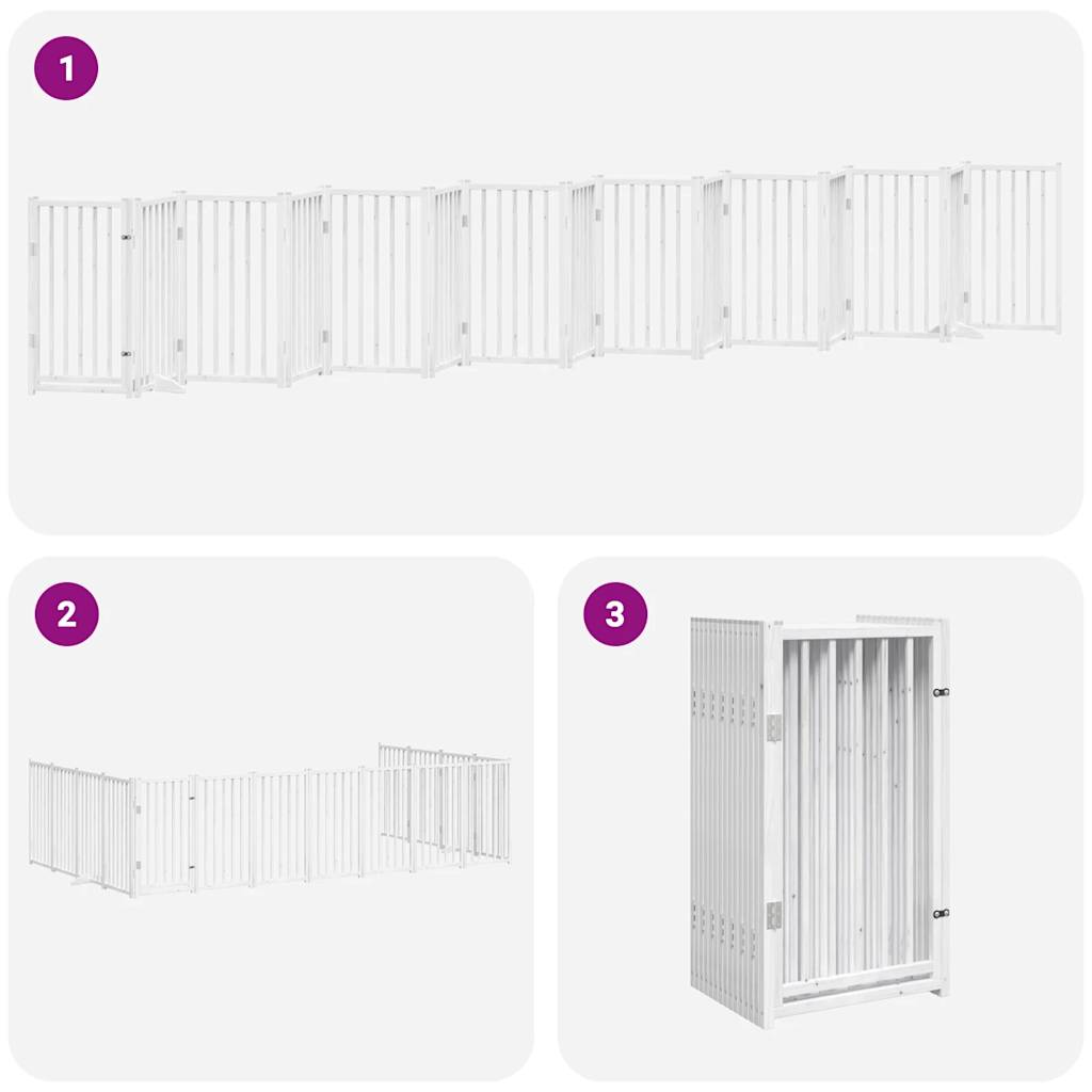 Cancello Cani Porta Pieghevole Bianco 15 Pannelli 750 cm Pioppo | homemem39