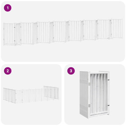 Cancello Cani Porta Pieghevole Bianco 15 Pannelli 750 cm Pioppo | homemem39