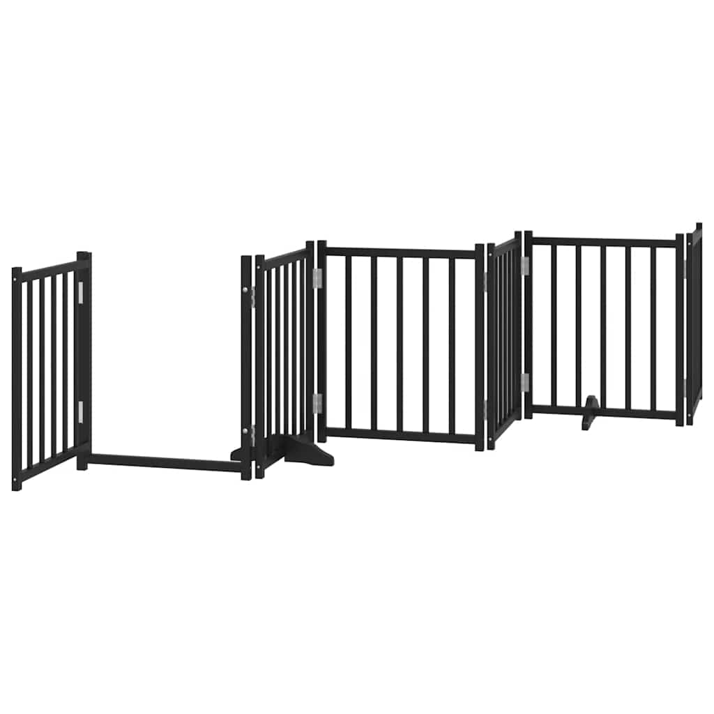 Cancello per Cani Porta Pieghevole Nero 9 Pannelli 450cm Pioppo | homemem39