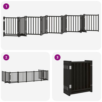 Cancello per Cani Porta Pieghevole Nero 9 Pannelli 450cm Pioppo | homemem39