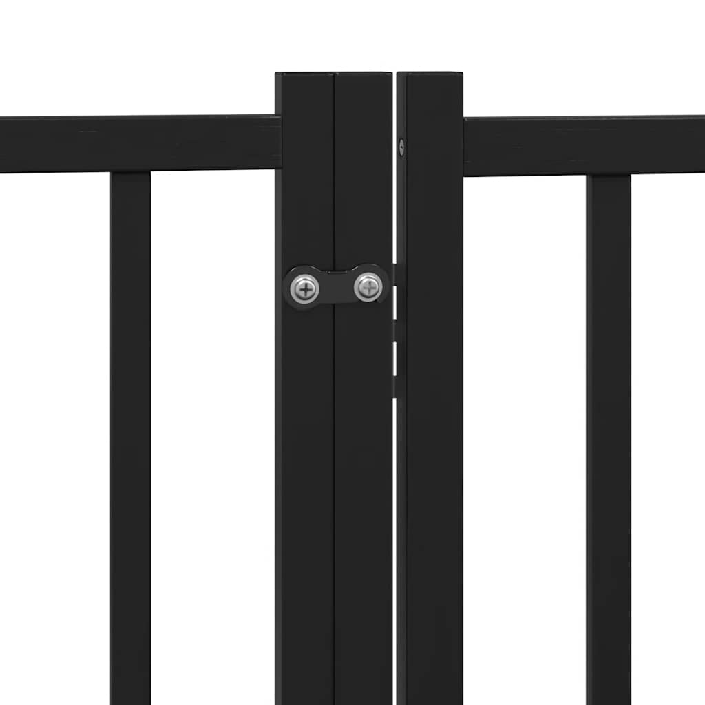 Cancello per Cani Porta Pieghevole Nero 9 Pannelli 450cm Pioppo | homemem39