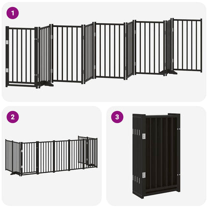 Cancello per Cani Porta Pieghevole Nero 9 Pannelli 450cm Pioppo | homemem39