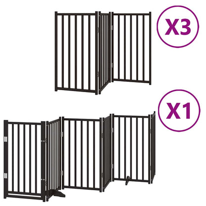 Cancello Cani Porta Pieghevole Nero 15 Pannelli 750 cm Pioppo | homemem39