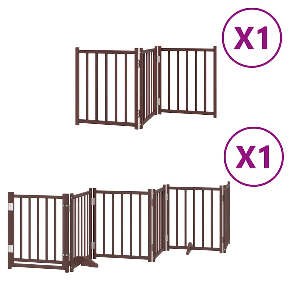 Cancello Cani Porta Pieghevole Marrone 9 Pannelli 450cm Pioppo | homemem39