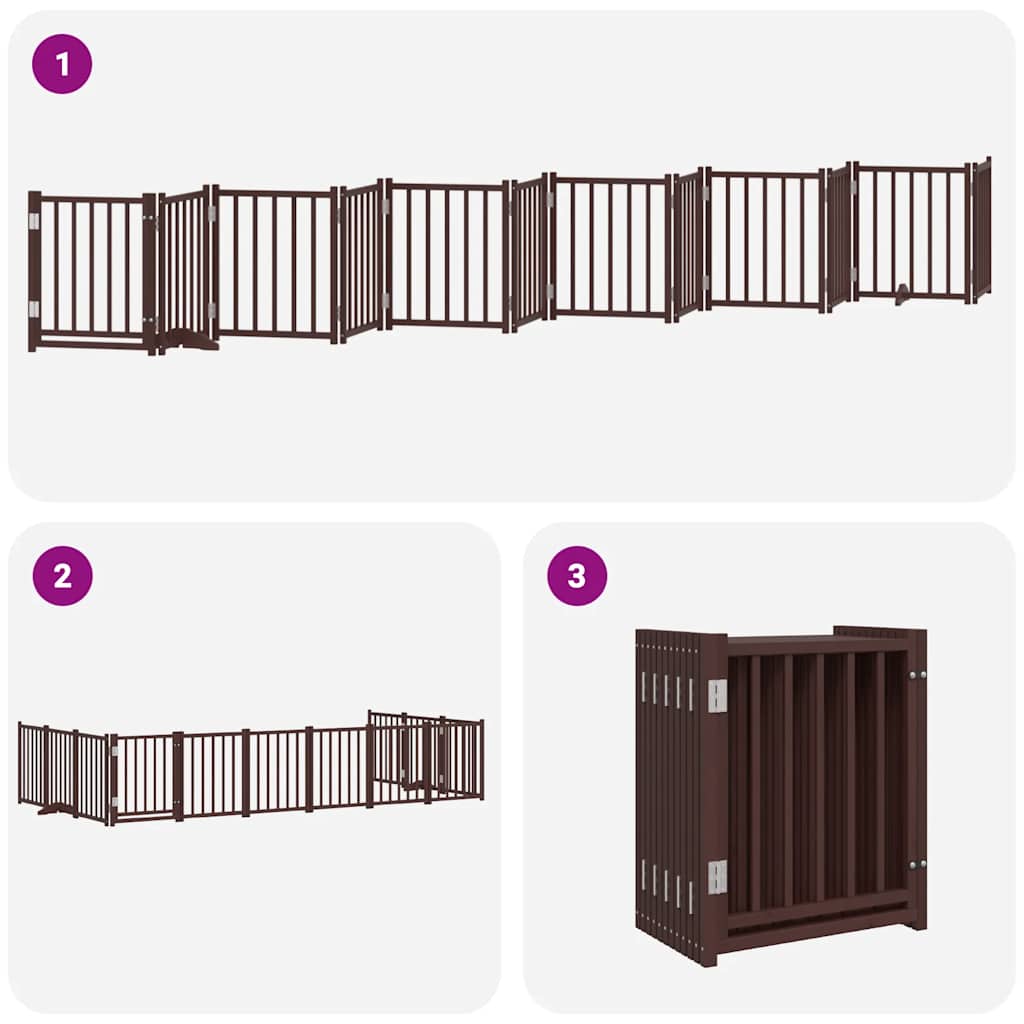 Cancello Cani Porta Pieghevole Marrone 12 Pannelli 600cm Pioppo | homemem39