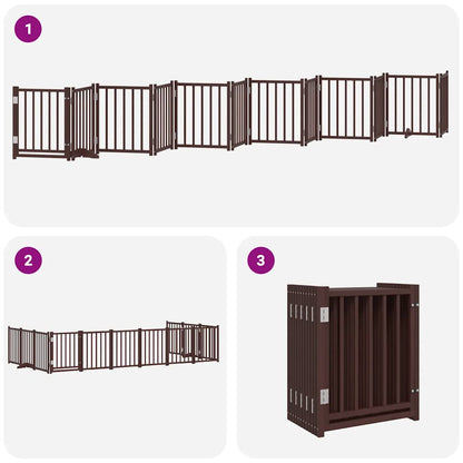Cancello Cani Porta Pieghevole Marrone 12 Pannelli 600cm Pioppo | homemem39