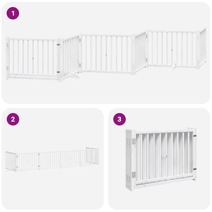 Cancello Cani Porta Pieghevole Bianco 6 Pannelli 480 cm Pioppo | homemem39