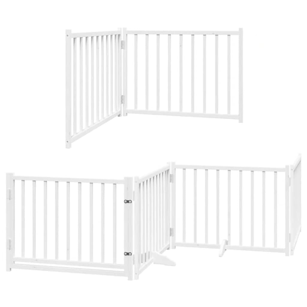 Cancello Cani Porta Pieghevole Bianco 12 Pannelli 640 cm Pioppo