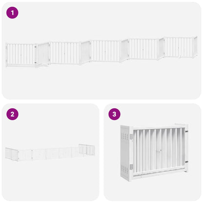 Cancello Cani Porta Pieghevole Bianco 10 Pannelli 800 cm Pioppo | homemem39
